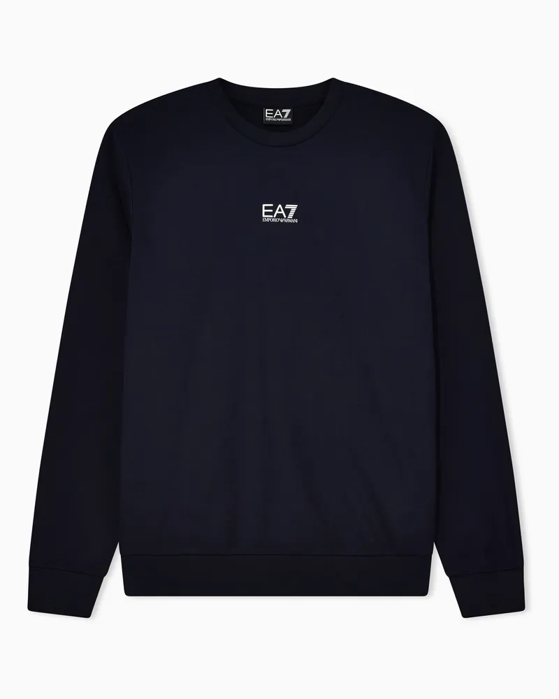 EA7 Core Identity Sweatshirt mit Rundhalsausschnitt aus Baumwolle Blau