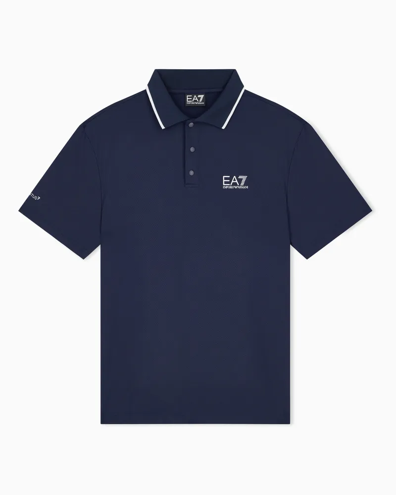 EA7 Poloshirt Tennis Pro im Regular Fit aus Jersey mit Paspeln Marineblau