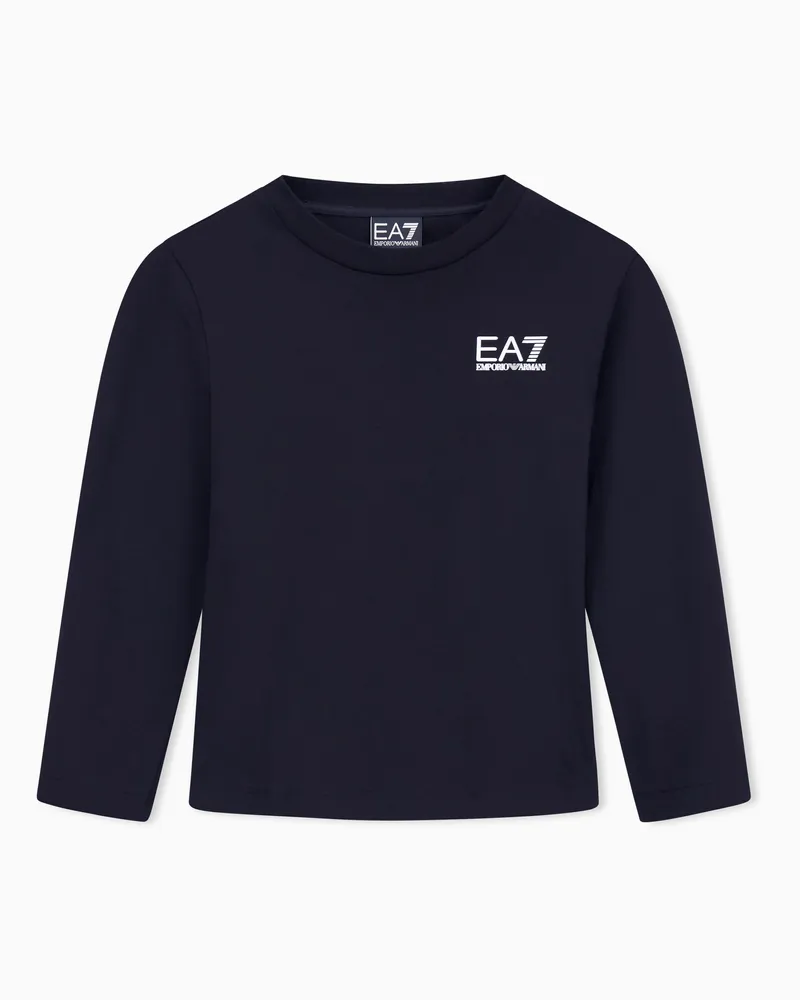 EA7 ASV Core Identity Boy Langarmshirt aus reiner Bio-Baumwolle Schwarz