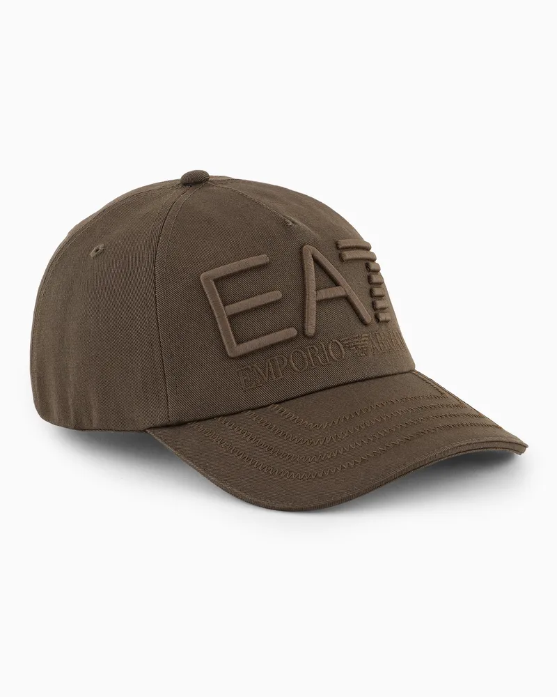 EA7 Logo Series Baseballcap aus Baumwolle Braun