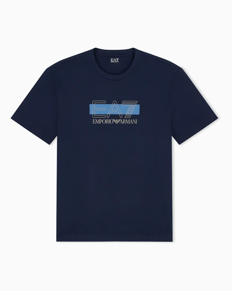 EA7 T-Shirt Visibility im Regular Fit aus Baumwolljersey Marineblau