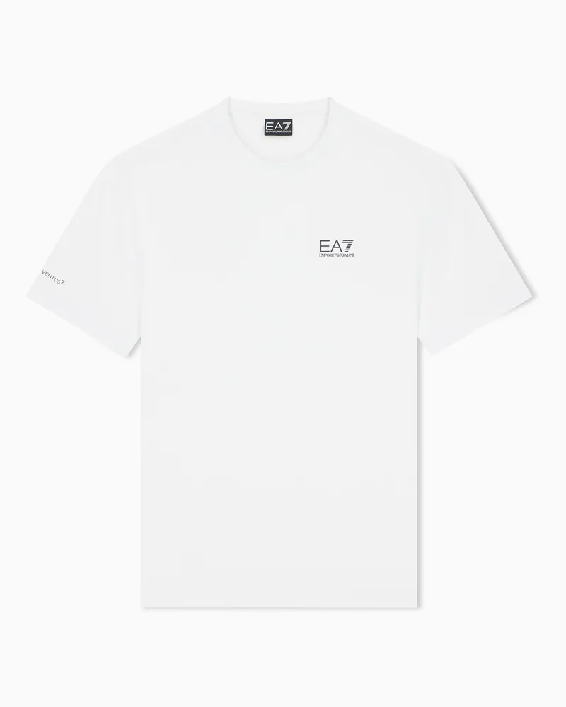 EA7 Regular Fit T-Shirt Tennis Pro aus Polyamidjersey Weiß