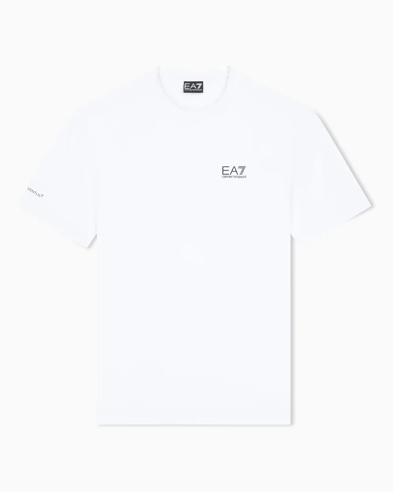 EA7 Regular Fit T-Shirt Tennis Pro aus Polyamidjersey Weiß