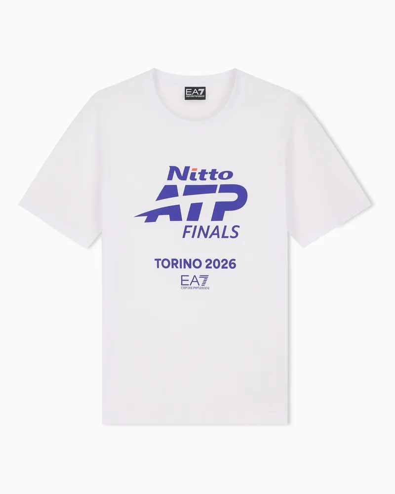 EA7 Baumwoll-T-Shirt mit Maxi-Logo Nitto ATP Finals Weiß
