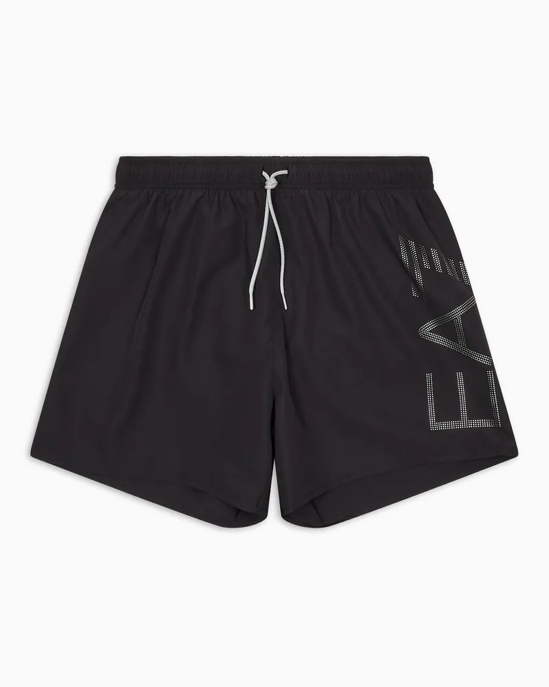 EA7 Badeboxershorts mit Maxi-Logo Schwarz