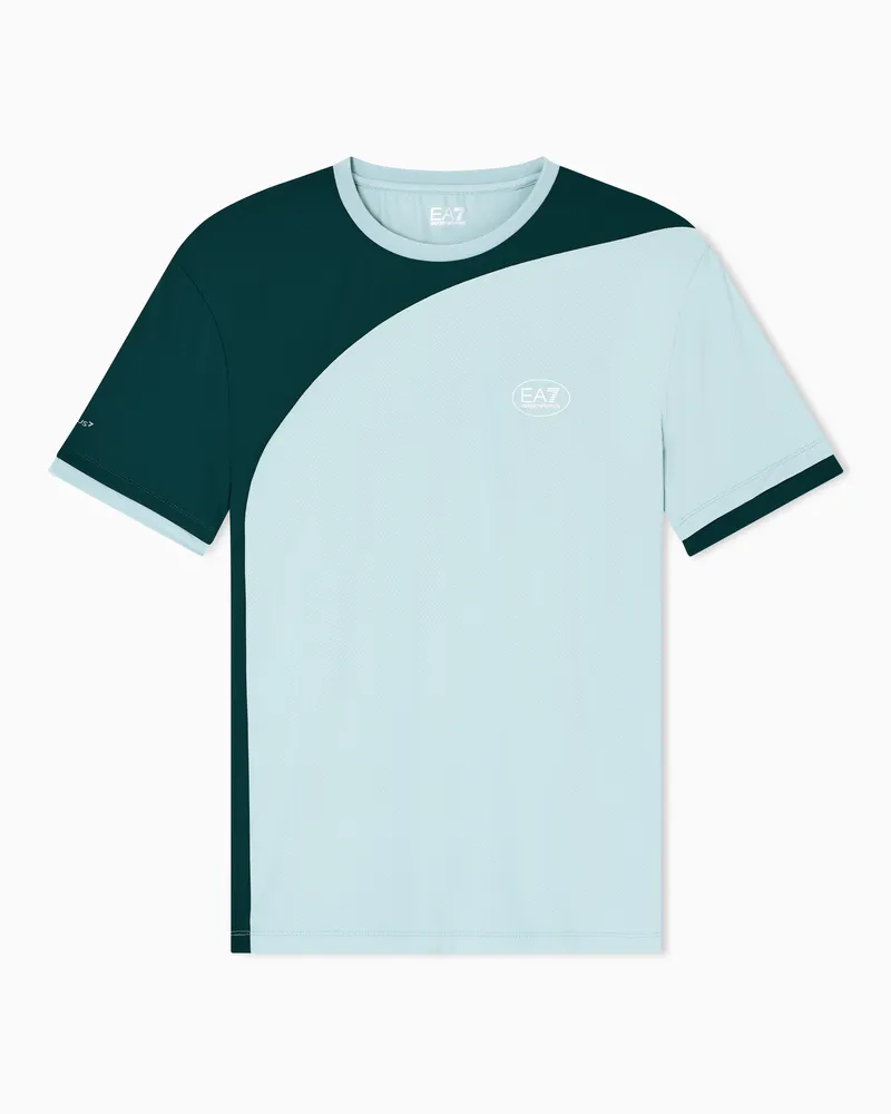 EA7 Tennis Pro Rundhals-T-Shirt aus VENTUS7-Funktionsgewebe Hellblau