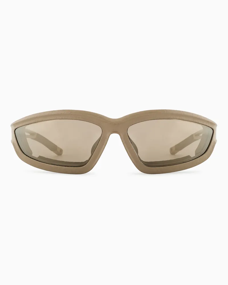 EA7 Sportliche Sonnenbrille mit unregelmäßig geformter Fassung Grün