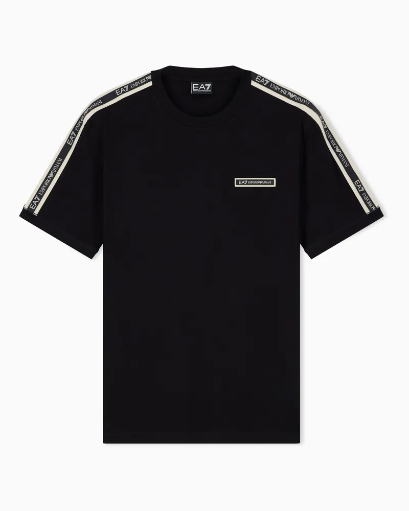 EA7 Regular Fit Baumwoll-T-Shirt Logo Series mit Logo-Band Schwarz