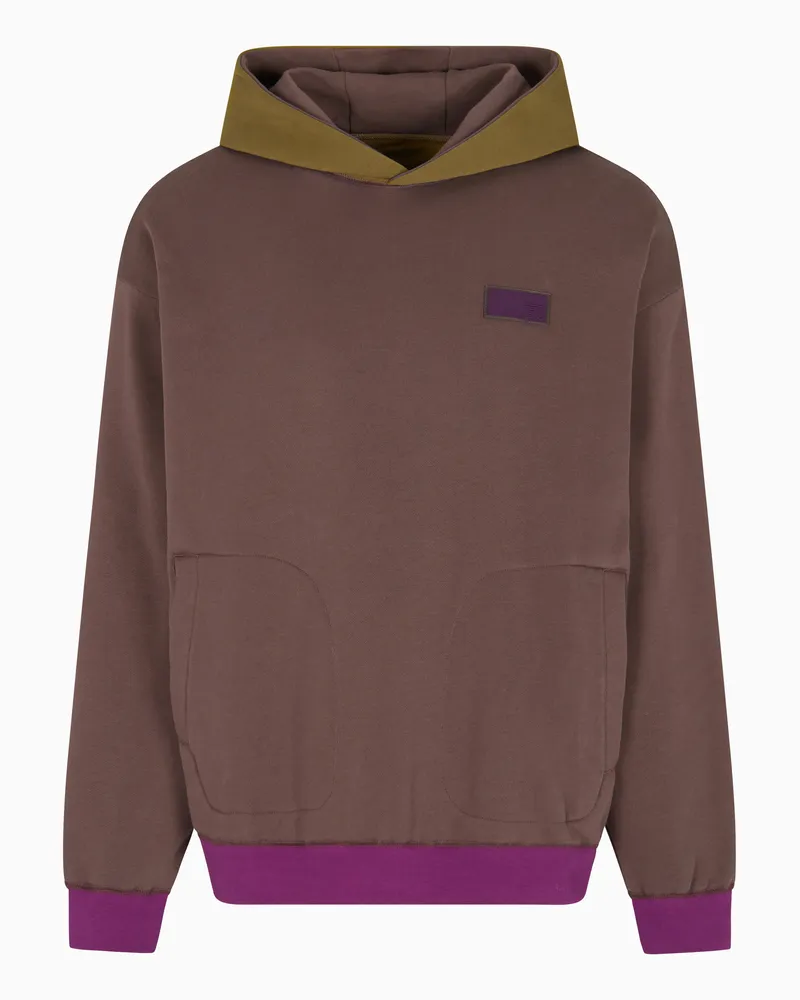 EA7 Sweatshirt 7.0 mit Kapuze, gefertigt aus Baumwoll-Mischung Braun