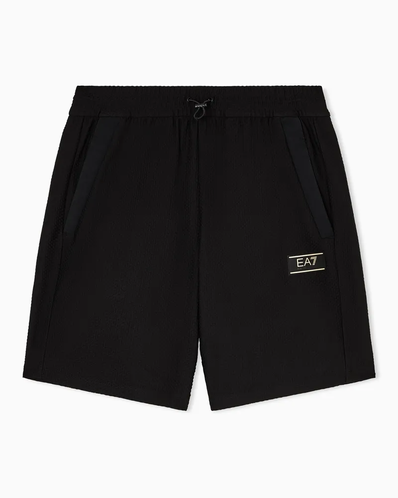 EA7 Premium Label Shorts aus Funktionsgewebe Schwarz