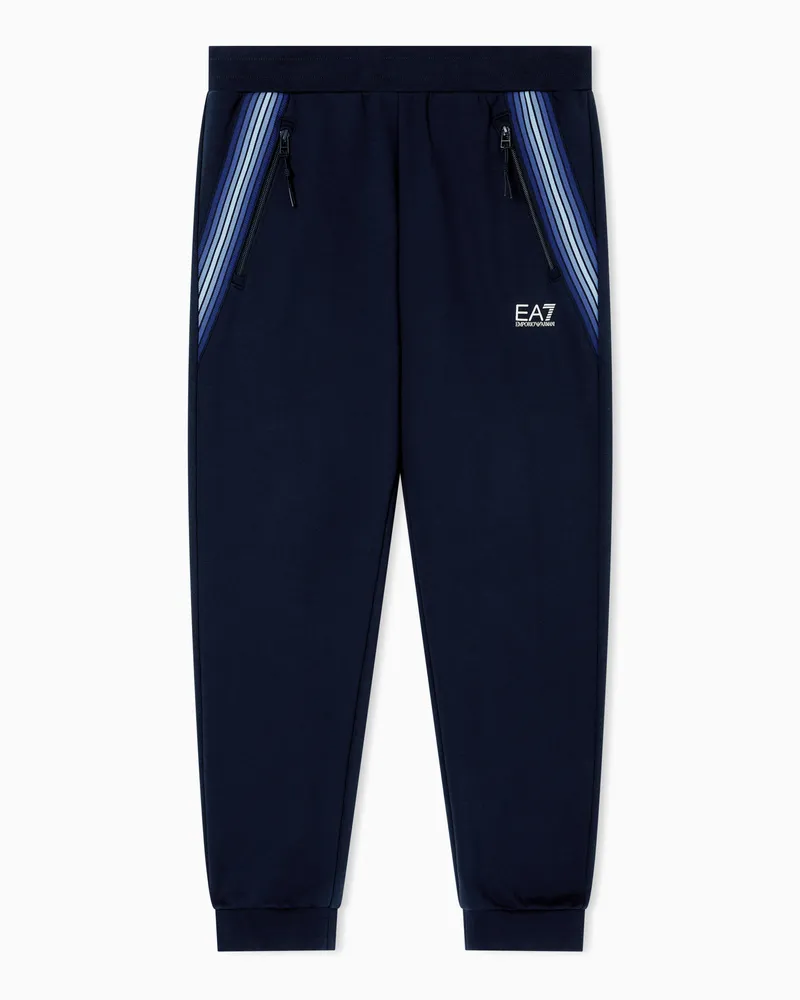 EA7 ASV 7 Lines Jogginghose aus Baumwollgemisch Marineblau