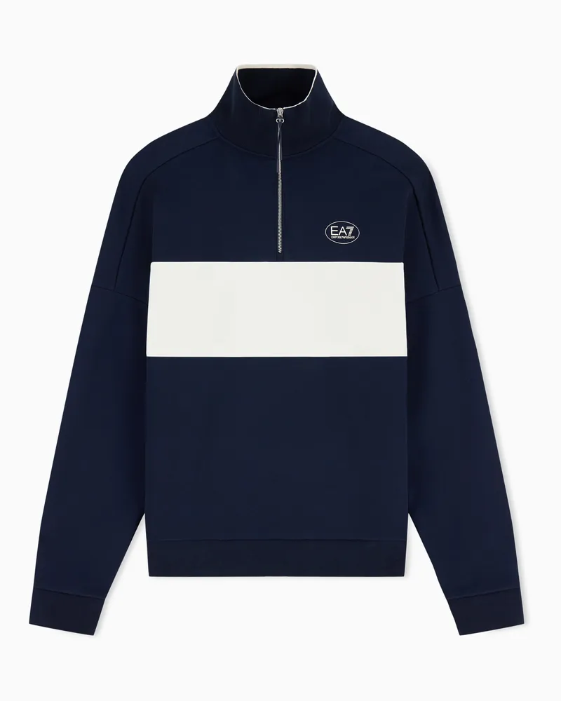 EA7 Tennis Club Sweatshirt aus reiner Baumwolle Marineblau
