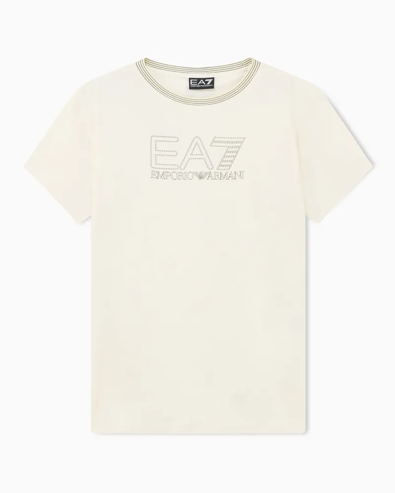 EA7 T-Shirt Sporting Club aus Baumwolljersey mit Logoprint Beige