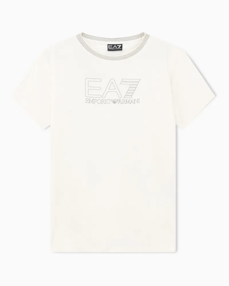 EA7 T-Shirt Sporting Club aus Baumwolljersey mit Logoprint Beige