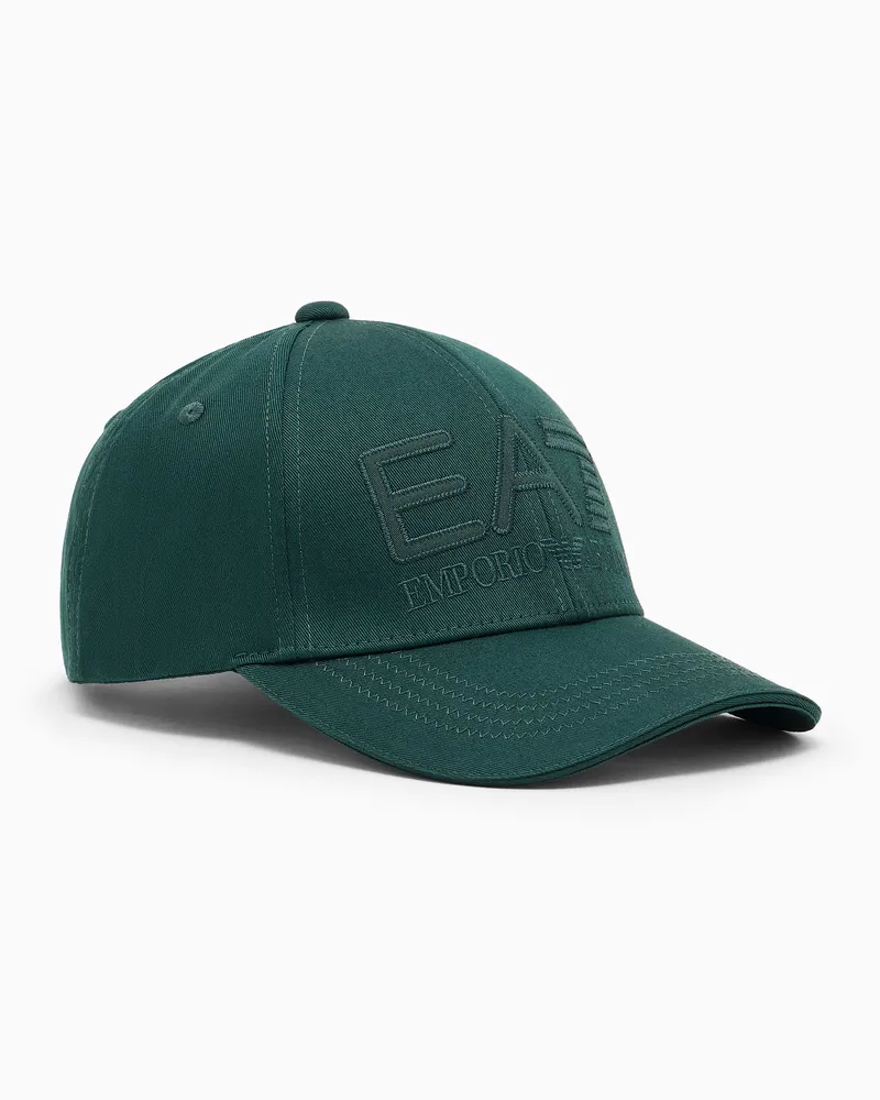 EA7 Logo Series Baseballcap aus Baumwolle Grün