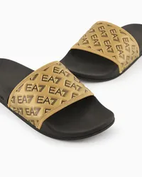 EA7 Pantolette mit Allover-logo Gold