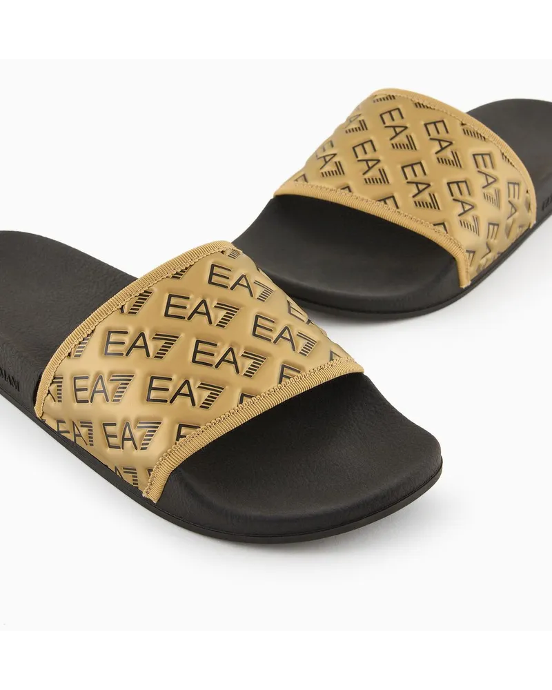 EA7 Pantolette mit Allover-logo Gold