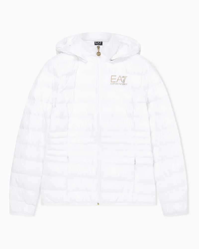 EA7 Core Lady wattierte Jacke aus recyceltem Funktionsgewebe mit Kapuze Weiß
