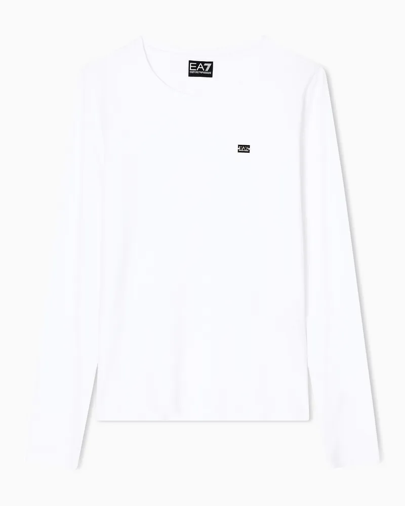 EA7 Core Lady Langarmshirt aus Stretchjersey Weiß