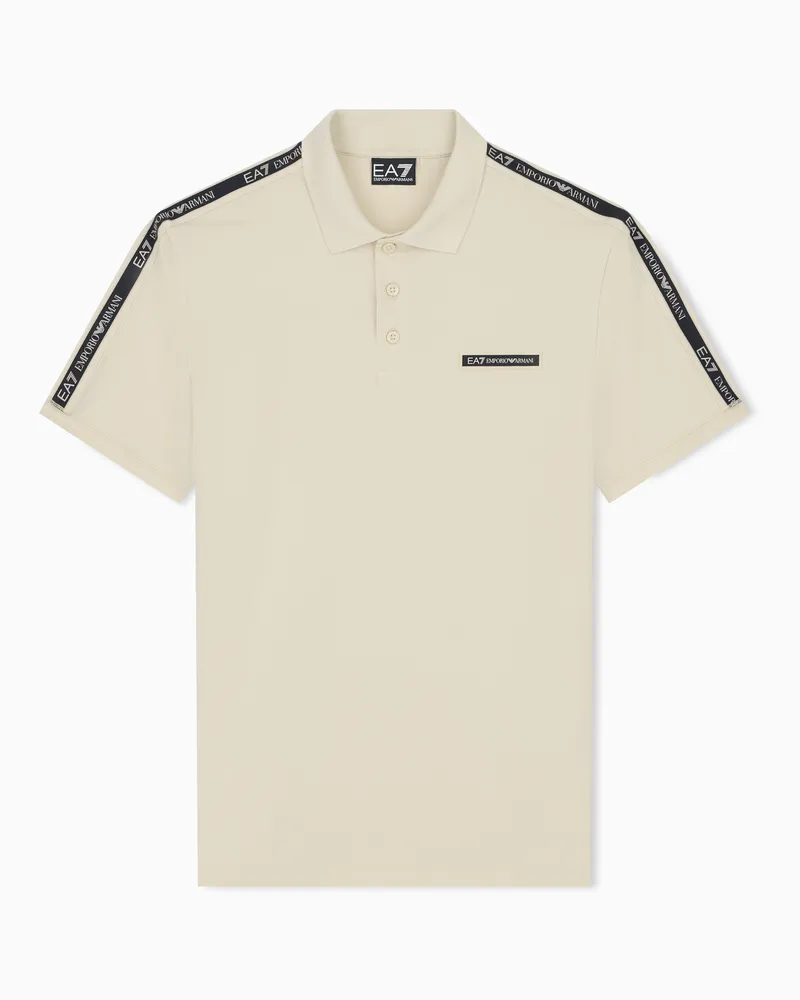 EA7 Poloshirt Logo Series aus Baumwolljersey mit Logoband Beige