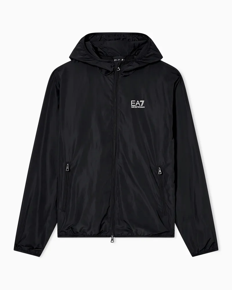 EA7 Core Identity Bomberjacke mit Kapuze aus recyceltem Gewebe Schwarz