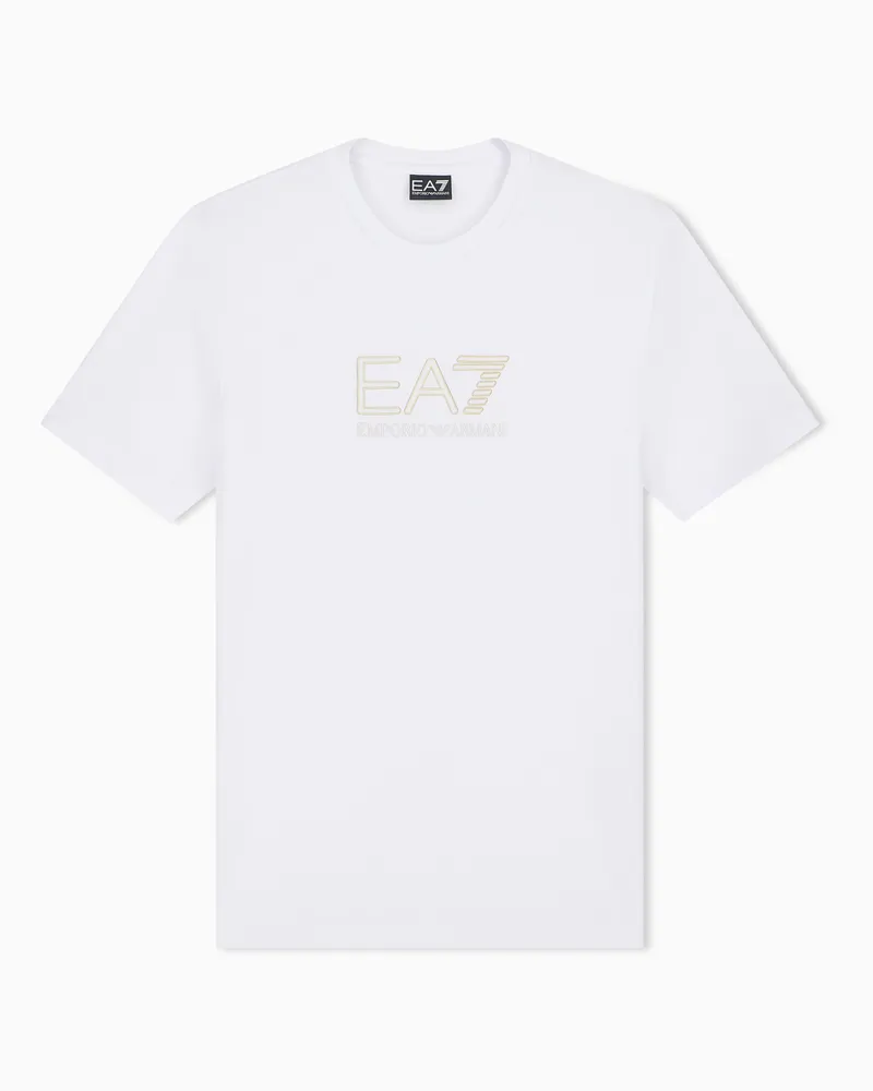 EA7 T-Shirt Premium Label im Regular Fit aus Viskosejersey Weiß