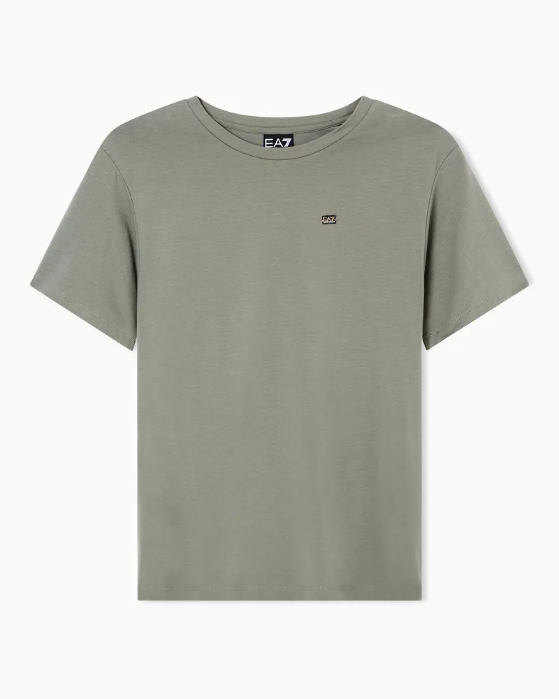EA7 Kurzärmeliges Core Lady T-Shirt aus Baumwollstretch-Jersey Grün