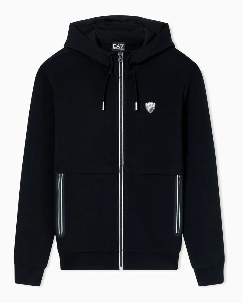 EA7 Premium Shield Sweatshirt mit Kapuze, gefertigt aus einer elastischen Viskosemischung Schwarz