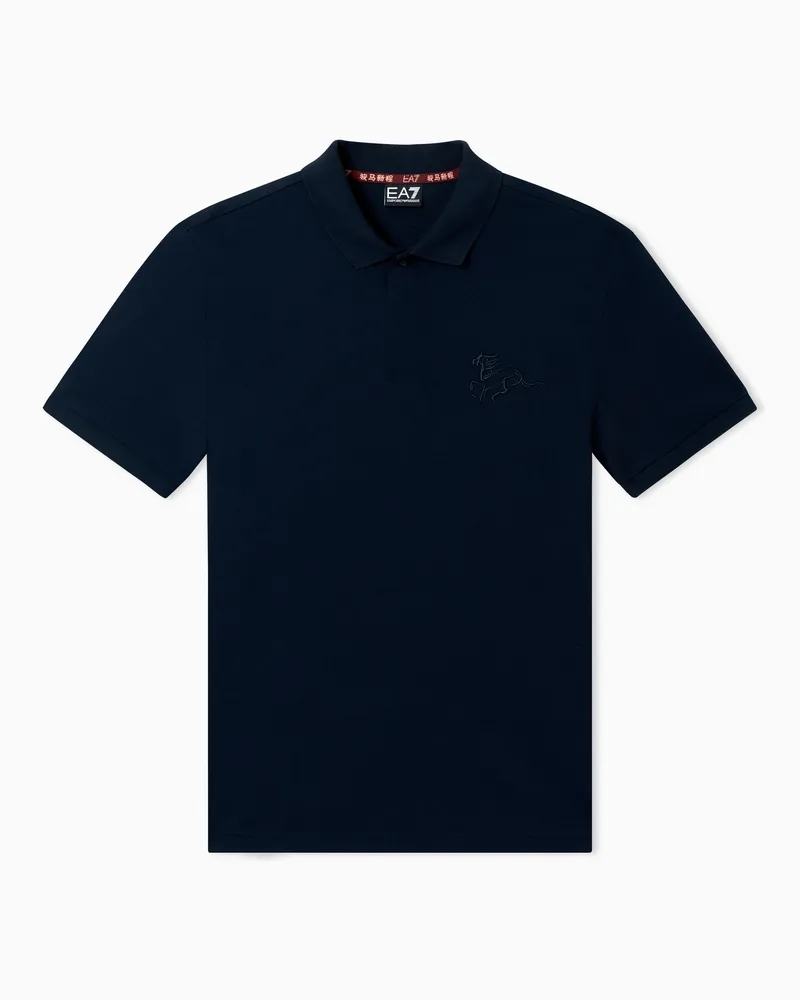 EA7 Poloshirt aus Jersey zum Mondneujahr Marineblau