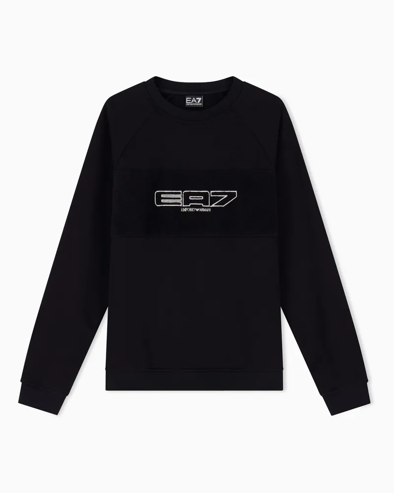 EA7 Sweatshirt Logo Series Oversize aus Baumwollmischung Schwarz