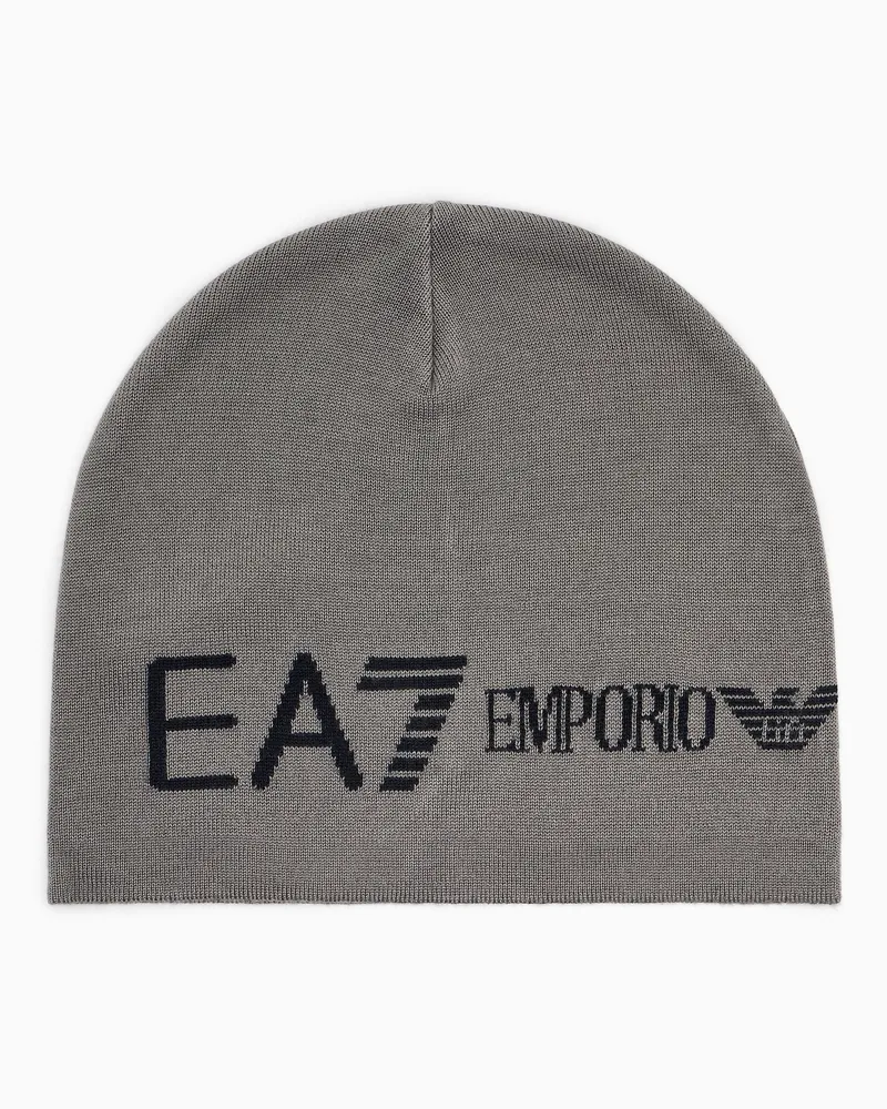 EA7 Strickbeanie regularer Schnitt Grau