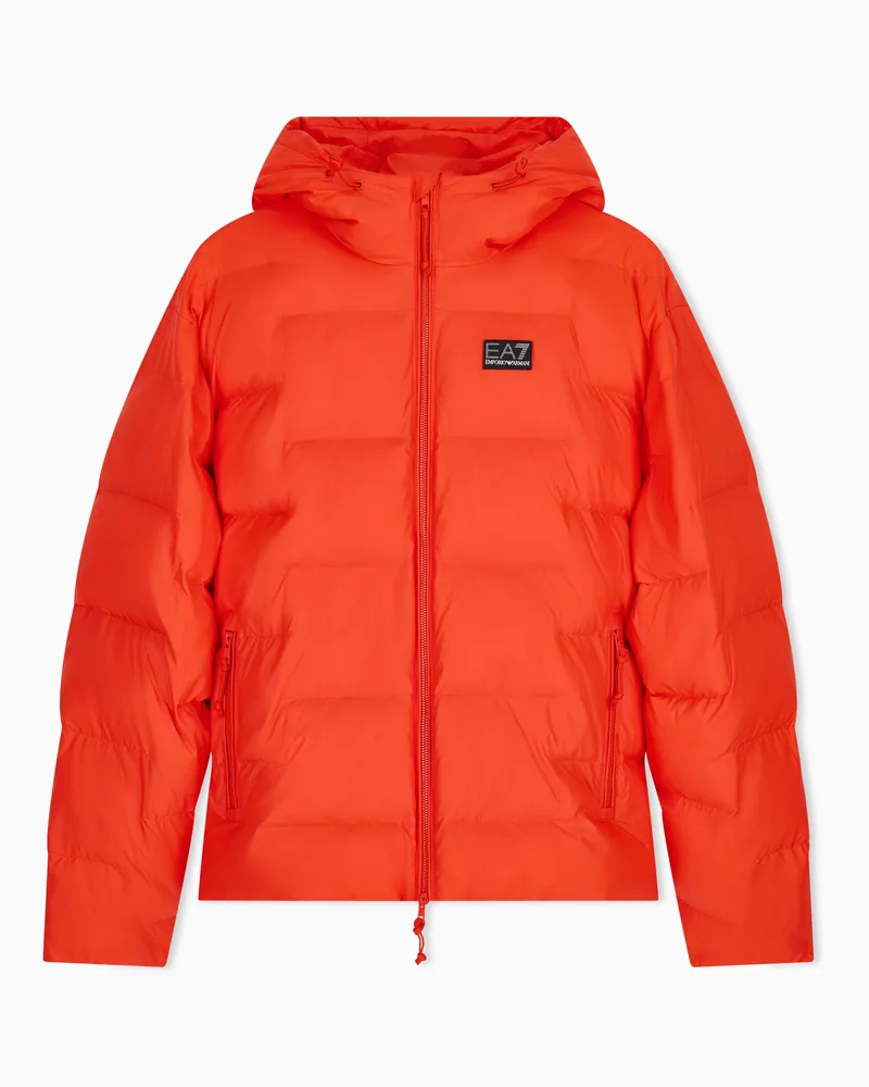 EA7 Bomberjacke regularer Schnitt mit Kapuze und Steppmuster Rot