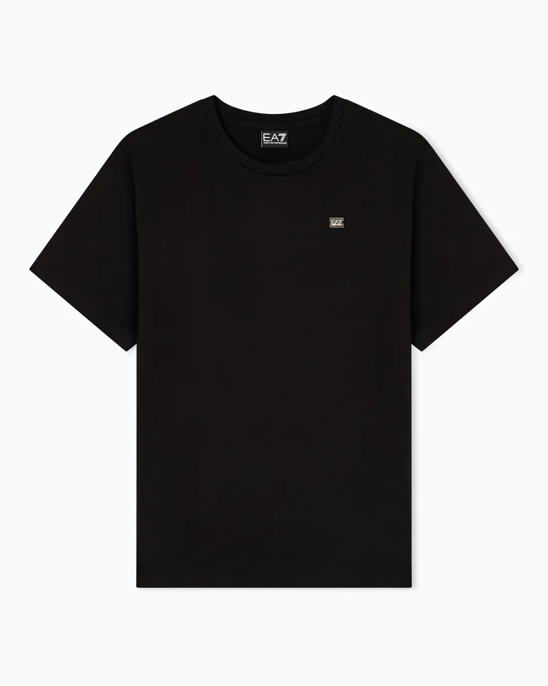 EA7 Kurzärmeliges Core Lady T-Shirt aus Baumwollstretch-Jersey Schwarz