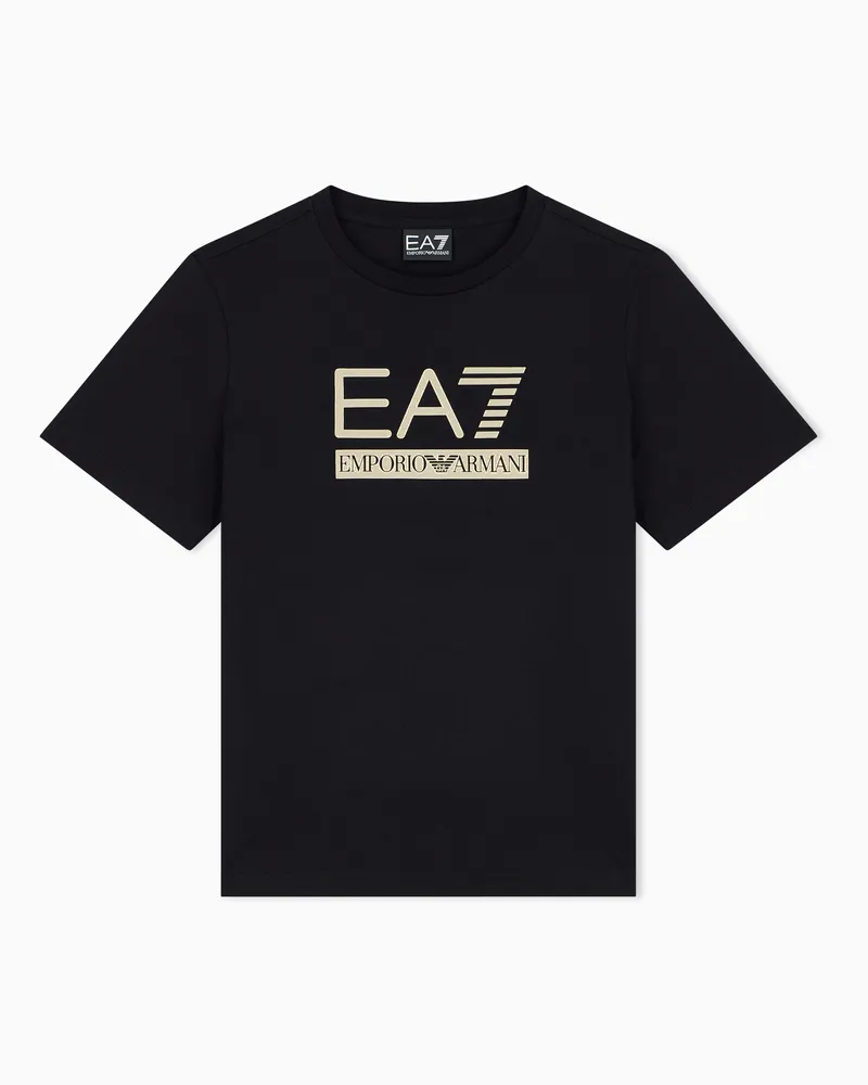 EA7 T-Shirt Visibility Boy Regular Fit aus Baumwolljersey Schwarz