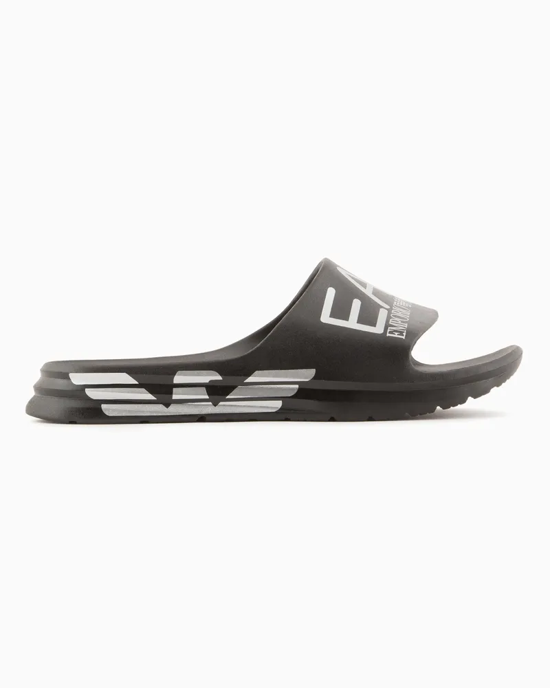 EA7 Crusher Distance Pantoletten mit Maxi-Logo Schwarz