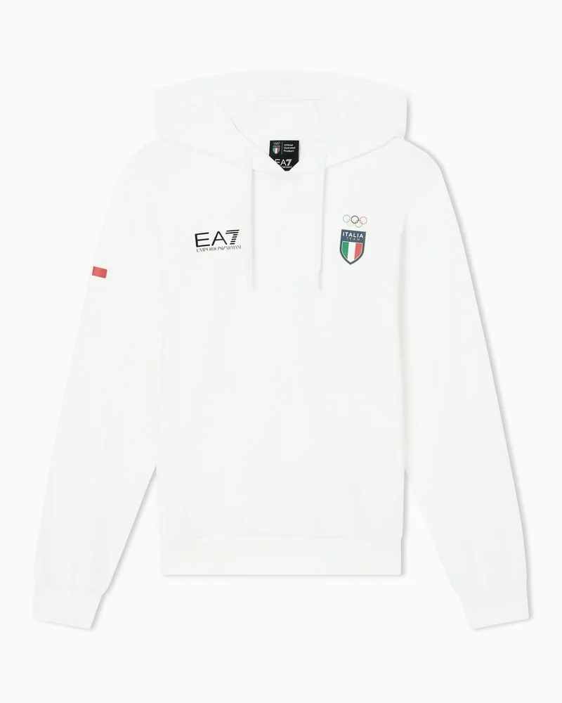 EA7 Sweatshirt mit Kapuze aus Baumwolle Weiß