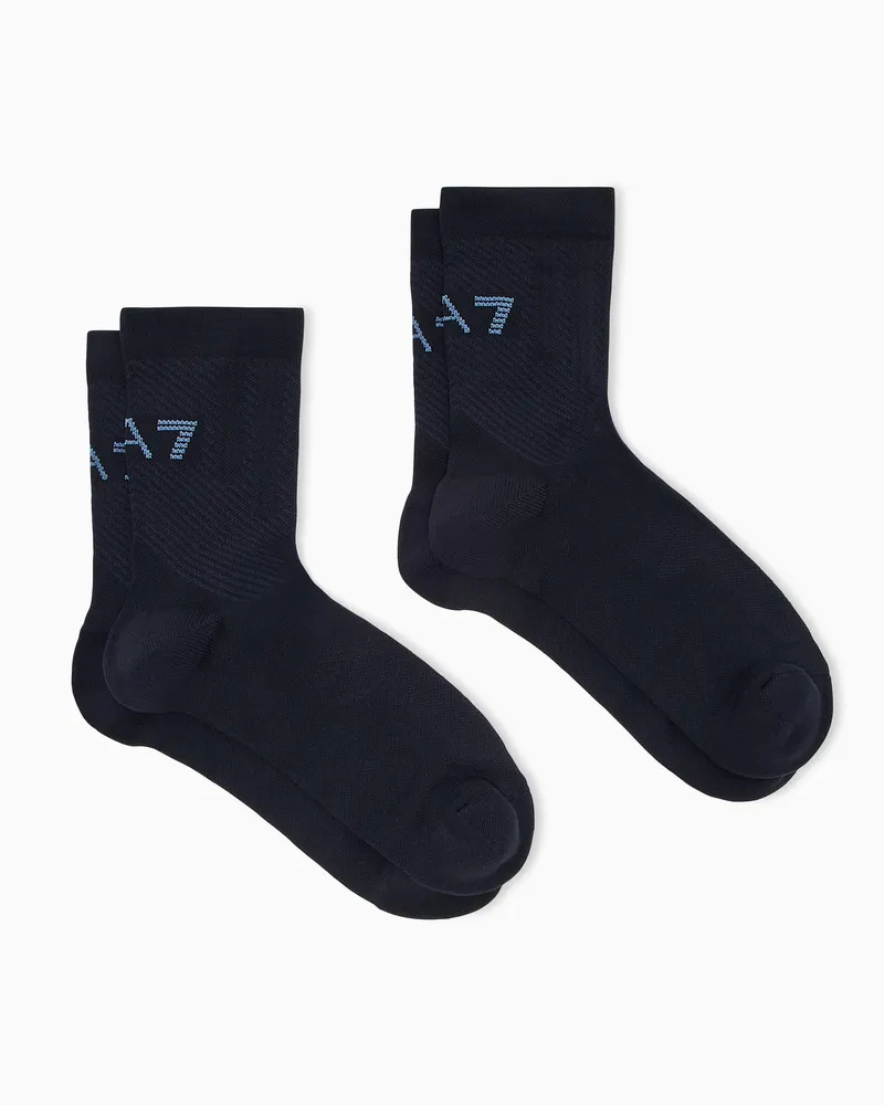 EA7 Gestrickte Socken als verstärkte Neue Laufsocken im 2er-Pack Blau