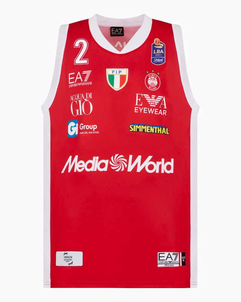 EA7 Replika-Tanktop der Olimpia Milano 24/25 Championship Rot