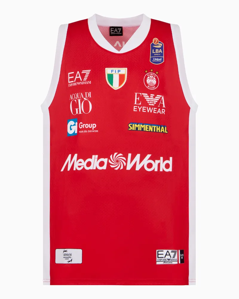 EA7 Replika-Tanktop der Olimpia Milano 24/25 Championship Rot