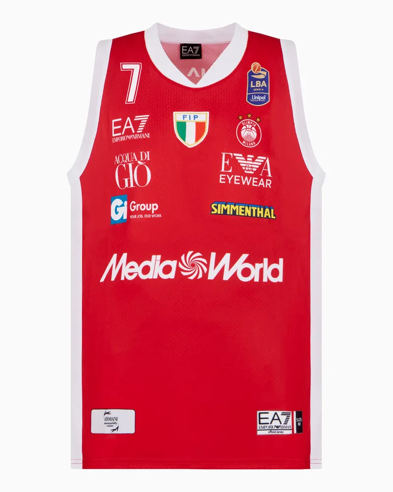 EA7 Replika-Tanktop der Olimpia Milano 24/25 Championship Rot