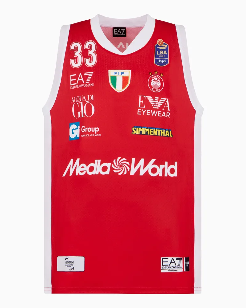 EA7 Replika-Tanktop der Olimpia Milano 24/25 Championship Rot