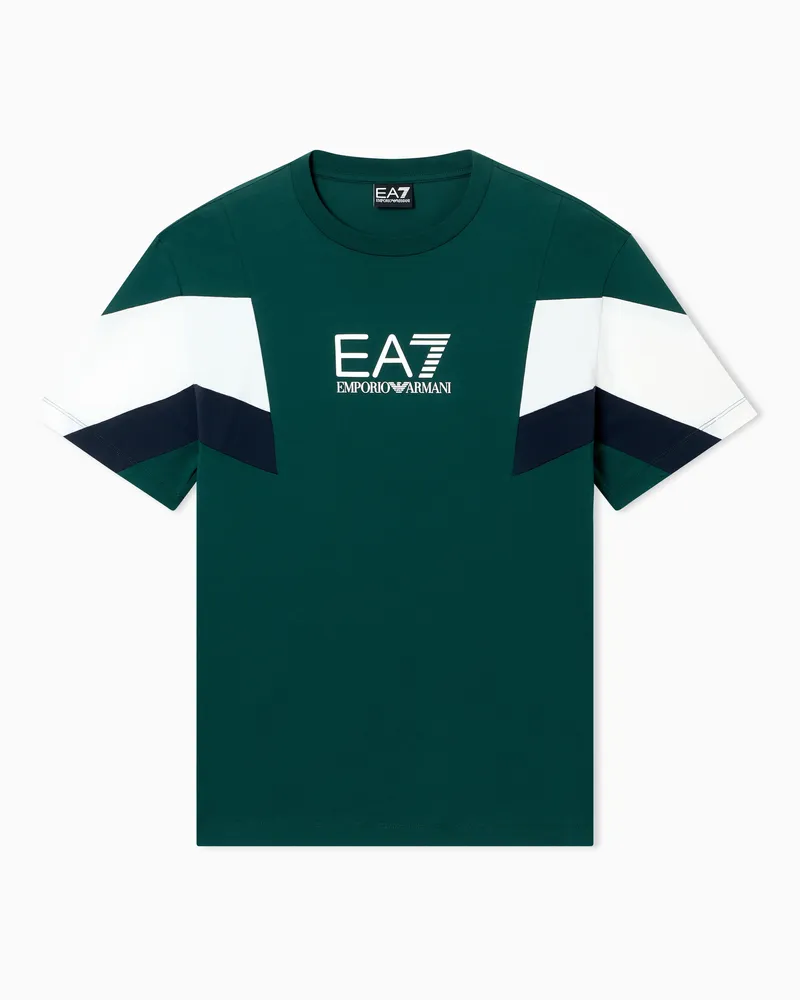 EA7 Summer Block T-Shirt mit Rundhalsausschnitt aus Baumwolljersey Grün