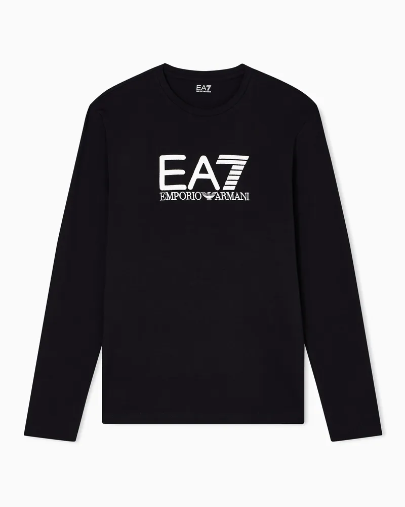 EA7 Visibility Langarmshirt aus Baumwoll-Stretchjersey Schwarz
