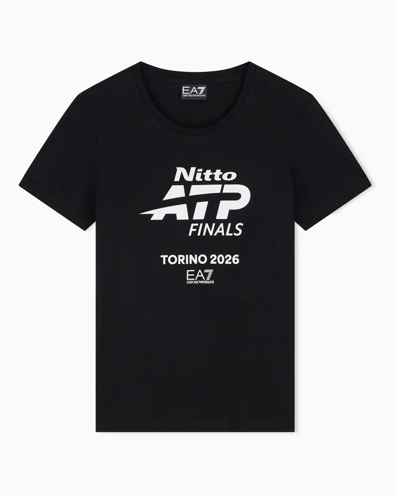 EA7 Baumwoll-T-Shirt mit Maxi-Logo Nitto ATP Finals Schwarz