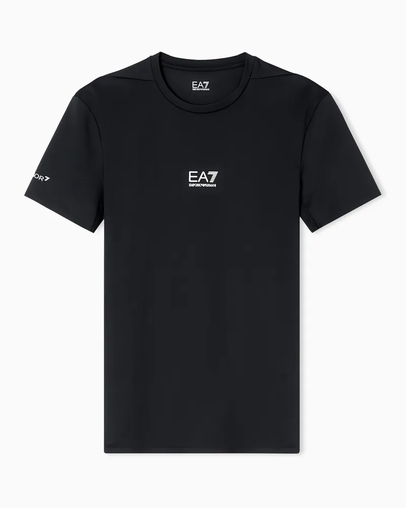 EA7 Dynamic Athlete Rundhals-T-Shirt aus VIGOR7-Funktionsgewebe Schwarz