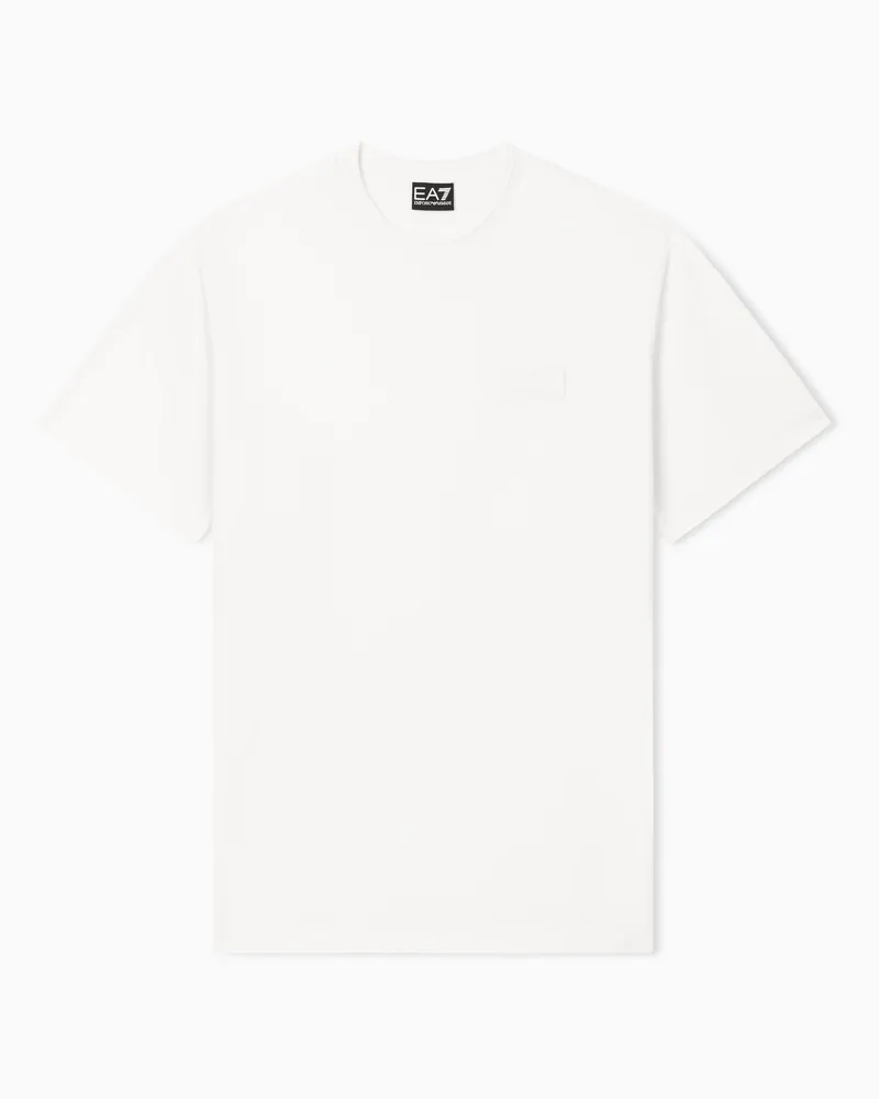 EA7 Lux Identity T-Shirt mit Rundhalsausschnitt aus einer Jersey-Modal-Mischung Weiß