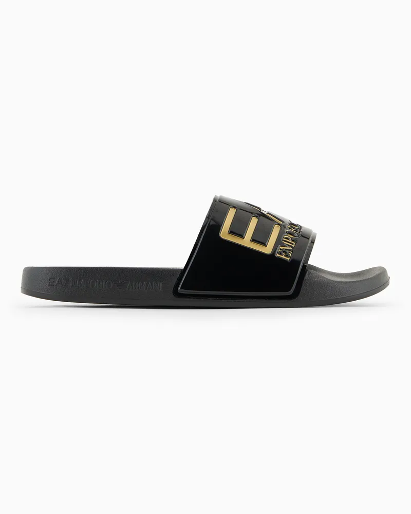 EA7 Pantolette mit Maxi-Logo Goldfarben