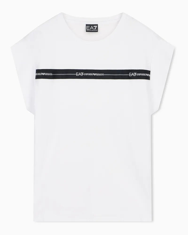 EA7 Logo Series T-Shirt aus Baumwolljersey Weiß