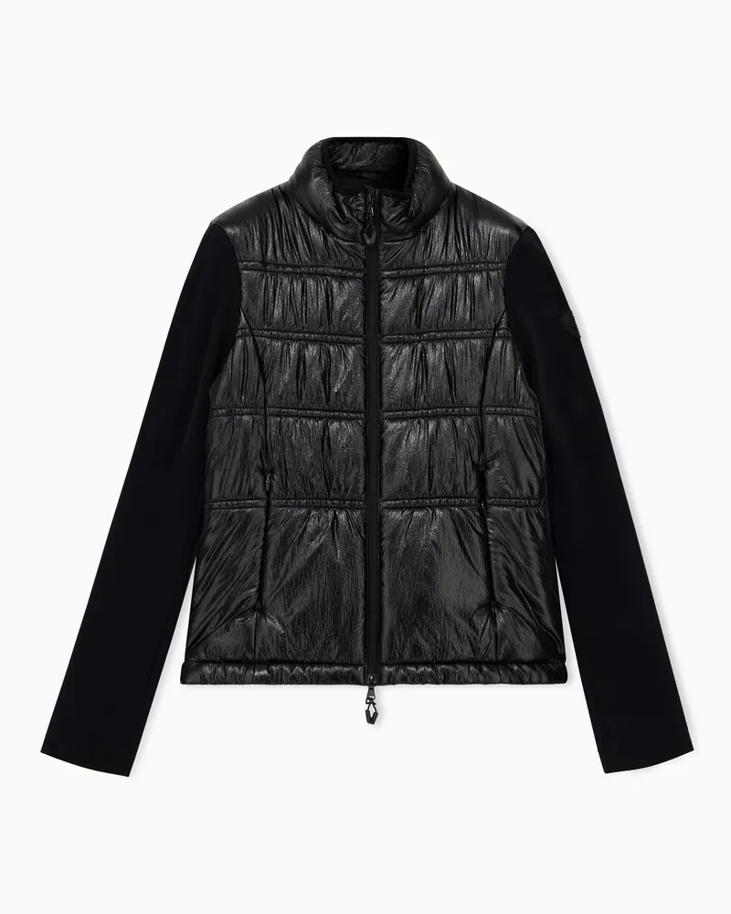 EA7 Regular Fit Steppjacke in Glanzoptik mit matten Ärmeln Schwarz
