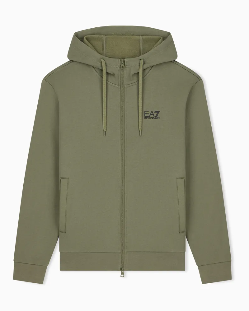 EA7 Baumwollmischung Sweatshirt Core Identity mit Kapuze Grün